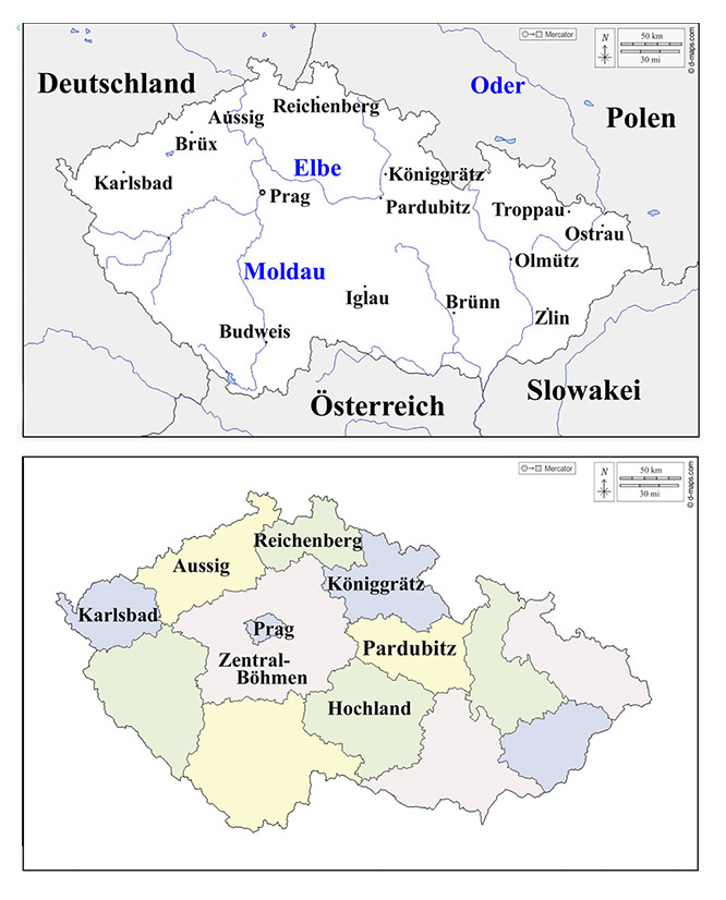 Bohmische Granate Landkarte